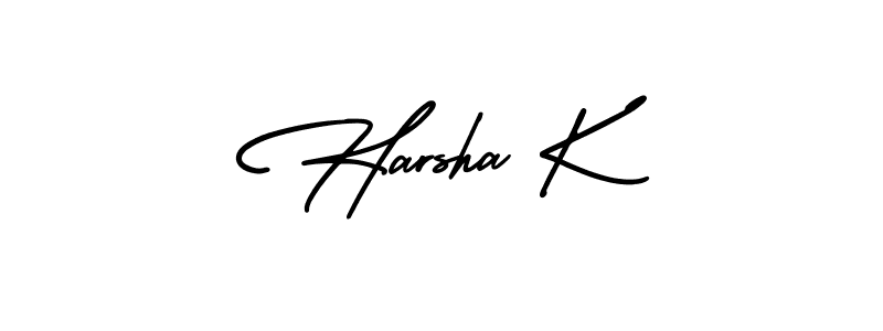 How to make Harsha K name signature. Use AmerikaSignatureDemo-Regular style for creating short signs online. This is the latest handwritten sign. Harsha K signature style 3 images and pictures png