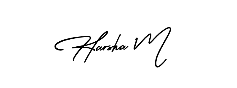 Make a beautiful signature design for name Harsha M. With this signature (AmerikaSignatureDemo-Regular) style, you can create a handwritten signature for free. Harsha M signature style 3 images and pictures png