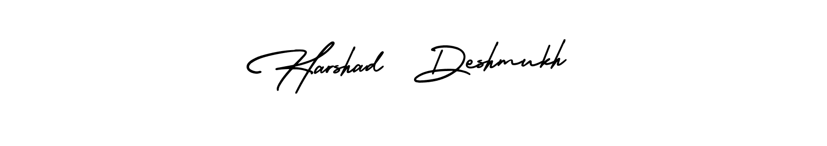 The best way (AmerikaSignatureDemo-Regular) to make a short signature is to pick only two or three words in your name. The name Harshad  Deshmukh include a total of six letters. For converting this name. Harshad  Deshmukh signature style 3 images and pictures png