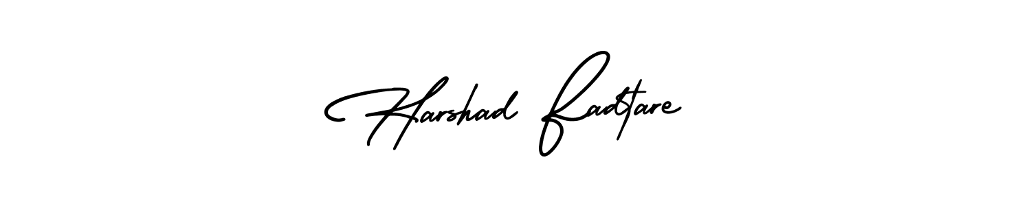 You should practise on your own different ways (AmerikaSignatureDemo-Regular) to write your name (Harshad Fadtare) in signature. don't let someone else do it for you. Harshad Fadtare signature style 3 images and pictures png