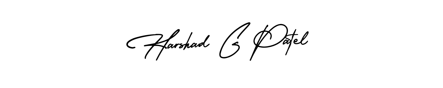 You should practise on your own different ways (AmerikaSignatureDemo-Regular) to write your name (Harshad G Patel) in signature. don't let someone else do it for you. Harshad G Patel signature style 3 images and pictures png