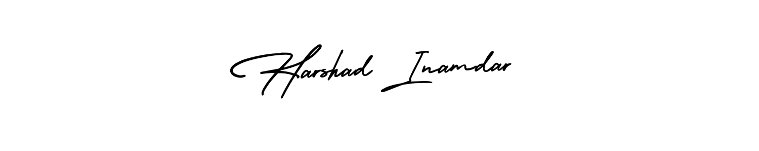 You should practise on your own different ways (AmerikaSignatureDemo-Regular) to write your name (Harshad Inamdar) in signature. don't let someone else do it for you. Harshad Inamdar signature style 3 images and pictures png