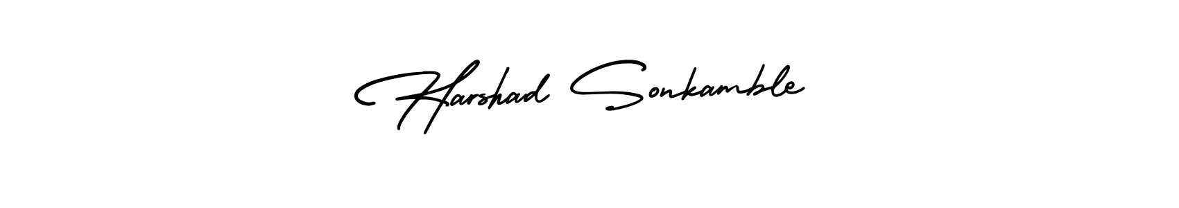 Use a signature maker to create a handwritten signature online. With this signature software, you can design (AmerikaSignatureDemo-Regular) your own signature for name Harshad Sonkamble. Harshad Sonkamble signature style 3 images and pictures png