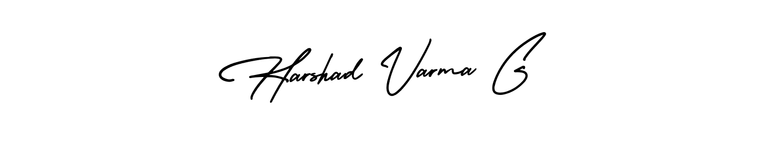 The best way (AmerikaSignatureDemo-Regular) to make a short signature is to pick only two or three words in your name. The name Harshad Varma G include a total of six letters. For converting this name. Harshad Varma G signature style 3 images and pictures png