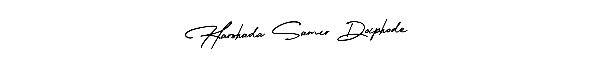 The best way (AmerikaSignatureDemo-Regular) to make a short signature is to pick only two or three words in your name. The name Harshada Samir Doiphode include a total of six letters. For converting this name. Harshada Samir Doiphode signature style 3 images and pictures png