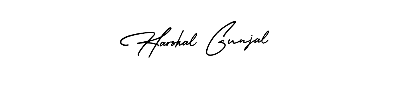 You should practise on your own different ways (AmerikaSignatureDemo-Regular) to write your name (Harshal Gunjal) in signature. don't let someone else do it for you. Harshal Gunjal signature style 3 images and pictures png