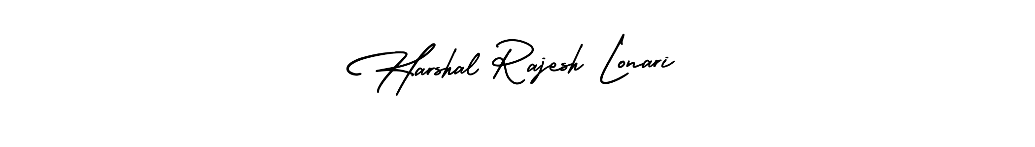 The best way (AmerikaSignatureDemo-Regular) to make a short signature is to pick only two or three words in your name. The name Harshal Rajesh Lonari include a total of six letters. For converting this name. Harshal Rajesh Lonari signature style 3 images and pictures png