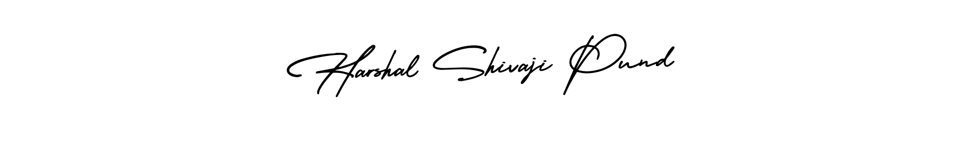 The best way (AmerikaSignatureDemo-Regular) to make a short signature is to pick only two or three words in your name. The name Harshal Shivaji Pund include a total of six letters. For converting this name. Harshal Shivaji Pund signature style 3 images and pictures png
