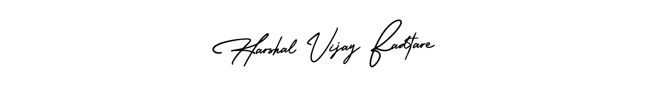 You should practise on your own different ways (AmerikaSignatureDemo-Regular) to write your name (Harshal Vijay Fadtare) in signature. don't let someone else do it for you. Harshal Vijay Fadtare signature style 3 images and pictures png