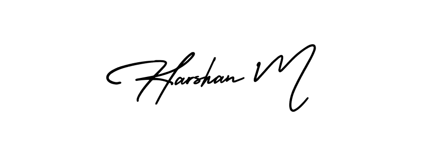 Create a beautiful signature design for name Harshan M. With this signature (AmerikaSignatureDemo-Regular) fonts, you can make a handwritten signature for free. Harshan M signature style 3 images and pictures png