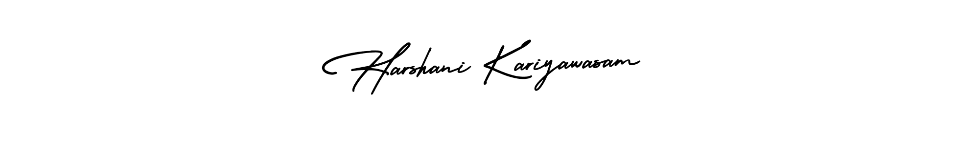 Harshani Kariyawasam stylish signature style. Best Handwritten Sign (AmerikaSignatureDemo-Regular) for my name. Handwritten Signature Collection Ideas for my name Harshani Kariyawasam. Harshani Kariyawasam signature style 3 images and pictures png