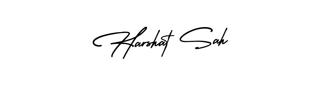 if you are searching for the best signature style for your name Harshat Sah. so please give up your signature search. here we have designed multiple signature styles  using AmerikaSignatureDemo-Regular. Harshat Sah signature style 3 images and pictures png