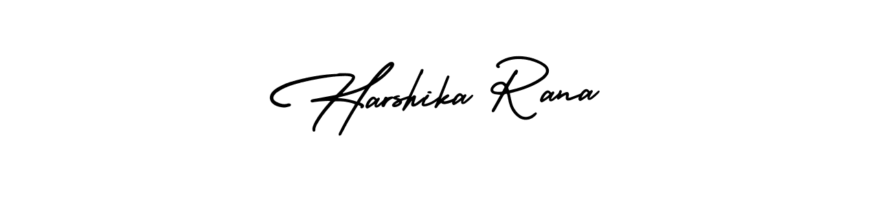 The best way (AmerikaSignatureDemo-Regular) to make a short signature is to pick only two or three words in your name. The name Harshika Rana include a total of six letters. For converting this name. Harshika Rana signature style 3 images and pictures png