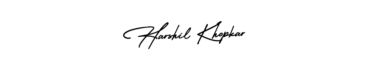 AmerikaSignatureDemo-Regular is a professional signature style that is perfect for those who want to add a touch of class to their signature. It is also a great choice for those who want to make their signature more unique. Get Harshil Khopkar name to fancy signature for free. Harshil Khopkar signature style 3 images and pictures png