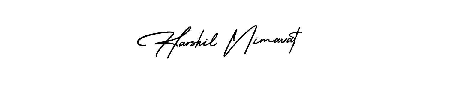 How to make Harshil Nimavat name signature. Use AmerikaSignatureDemo-Regular style for creating short signs online. This is the latest handwritten sign. Harshil Nimavat signature style 3 images and pictures png