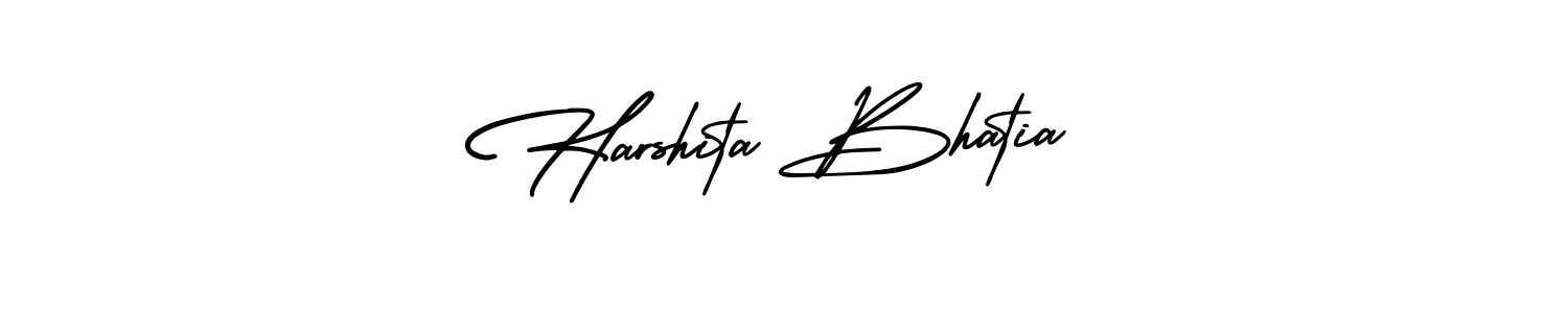 This is the best signature style for the Harshita Bhatia name. Also you like these signature font (AmerikaSignatureDemo-Regular). Mix name signature. Harshita Bhatia signature style 3 images and pictures png