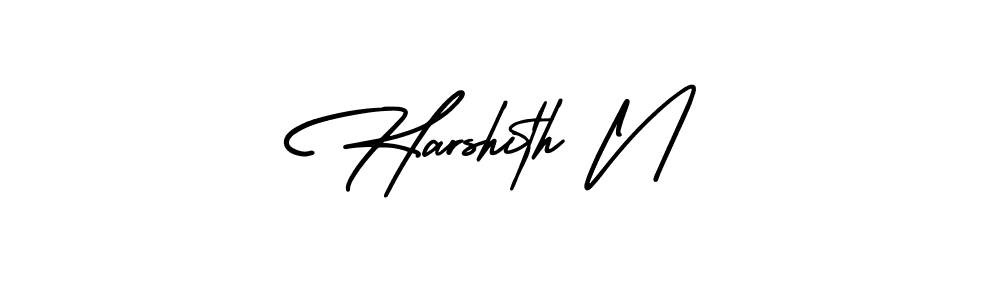 You should practise on your own different ways (AmerikaSignatureDemo-Regular) to write your name (Harshith N) in signature. don't let someone else do it for you. Harshith N signature style 3 images and pictures png
