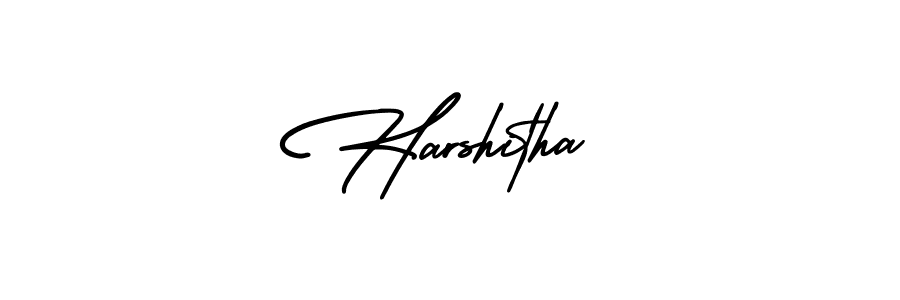 The best way (AmerikaSignatureDemo-Regular) to make a short signature is to pick only two or three words in your name. The name Harshitha include a total of six letters. For converting this name. Harshitha signature style 3 images and pictures png