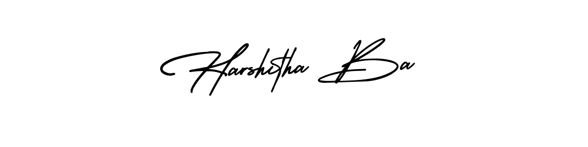 How to make Harshitha Ba name signature. Use AmerikaSignatureDemo-Regular style for creating short signs online. This is the latest handwritten sign. Harshitha Ba signature style 3 images and pictures png