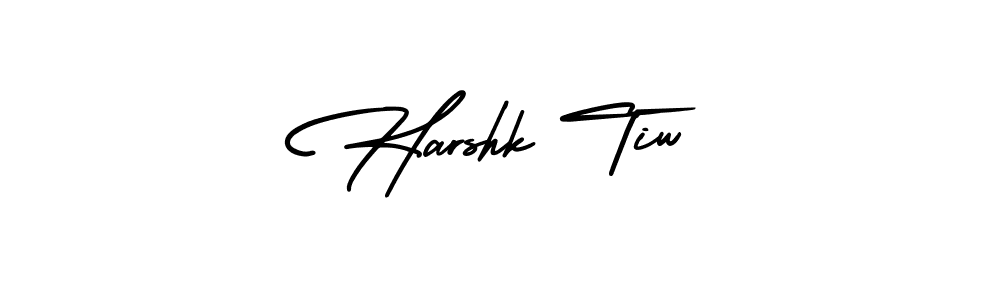 The best way (AmerikaSignatureDemo-Regular) to make a short signature is to pick only two or three words in your name. The name Harshk Tiw include a total of six letters. For converting this name. Harshk Tiw signature style 3 images and pictures png
