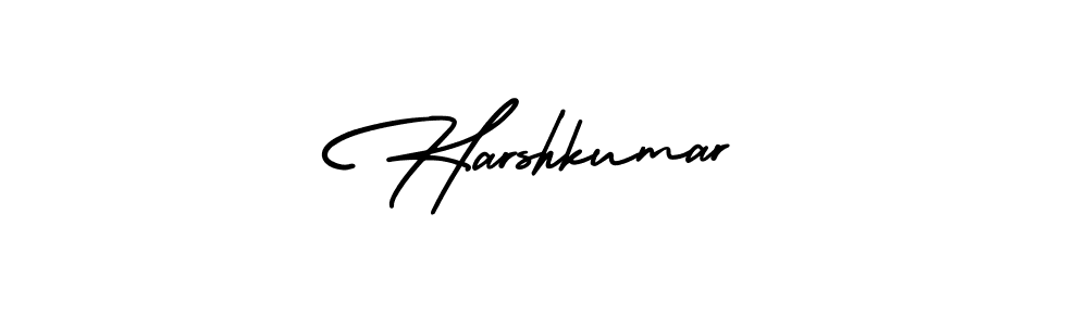 The best way (AmerikaSignatureDemo-Regular) to make a short signature is to pick only two or three words in your name. The name Harshkumar include a total of six letters. For converting this name. Harshkumar signature style 3 images and pictures png