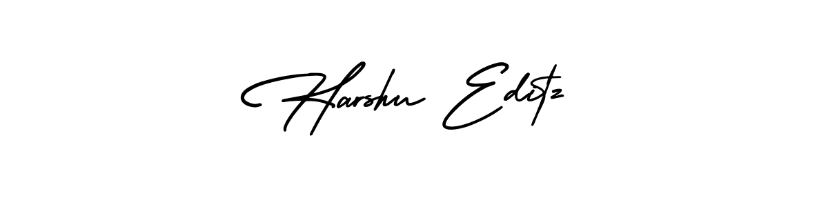 You should practise on your own different ways (AmerikaSignatureDemo-Regular) to write your name (Harshu Editz) in signature. don't let someone else do it for you. Harshu Editz signature style 3 images and pictures png