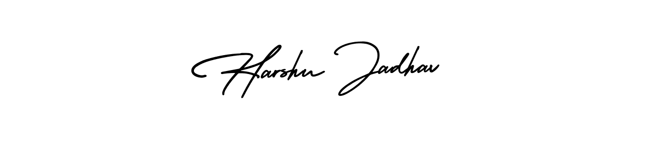 The best way (AmerikaSignatureDemo-Regular) to make a short signature is to pick only two or three words in your name. The name Harshu Jadhav include a total of six letters. For converting this name. Harshu Jadhav signature style 3 images and pictures png