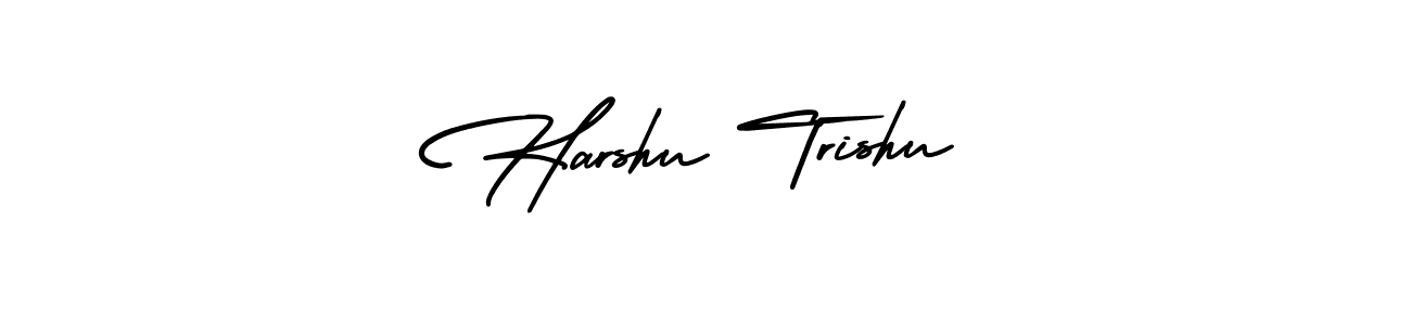 Use a signature maker to create a handwritten signature online. With this signature software, you can design (AmerikaSignatureDemo-Regular) your own signature for name Harshu Trishu. Harshu Trishu signature style 3 images and pictures png