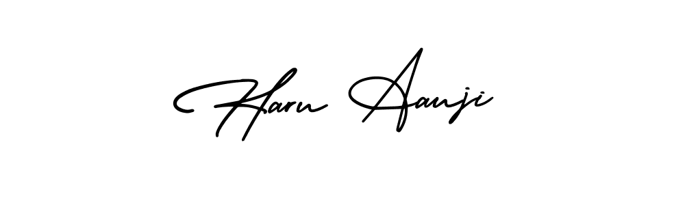 How to make Haru Aauji name signature. Use AmerikaSignatureDemo-Regular style for creating short signs online. This is the latest handwritten sign. Haru Aauji signature style 3 images and pictures png