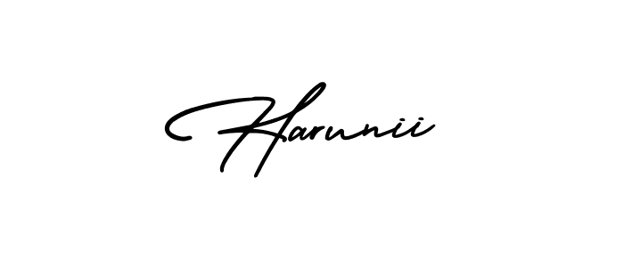 Harunii stylish signature style. Best Handwritten Sign (AmerikaSignatureDemo-Regular) for my name. Handwritten Signature Collection Ideas for my name Harunii. Harunii signature style 3 images and pictures png