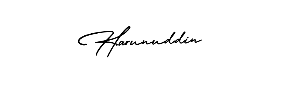 Use a signature maker to create a handwritten signature online. With this signature software, you can design (AmerikaSignatureDemo-Regular) your own signature for name Harunuddin. Harunuddin signature style 3 images and pictures png