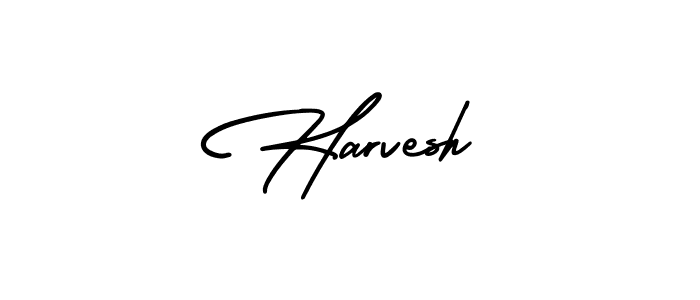 How to make Harvesh name signature. Use AmerikaSignatureDemo-Regular style for creating short signs online. This is the latest handwritten sign. Harvesh signature style 3 images and pictures png