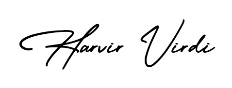 The AmerikaSignatureDemo-Regular handwriting style adds charm and authenticity to name Harvir Virdi. A wonderful choice for personal thank-you notes. Harvir Virdi signature style 3 images and pictures png