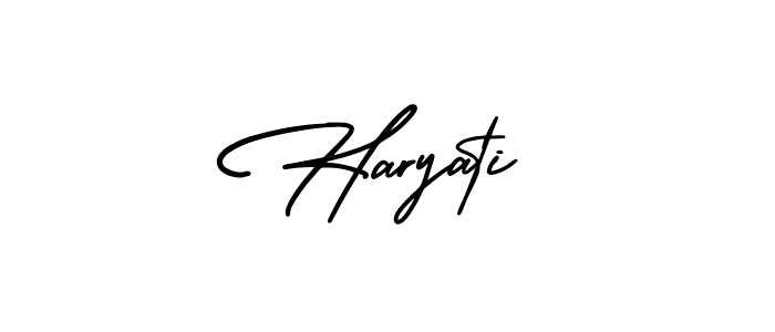 Haryati stylish signature style. Best Handwritten Sign (AmerikaSignatureDemo-Regular) for my name. Handwritten Signature Collection Ideas for my name Haryati. Haryati signature style 3 images and pictures png