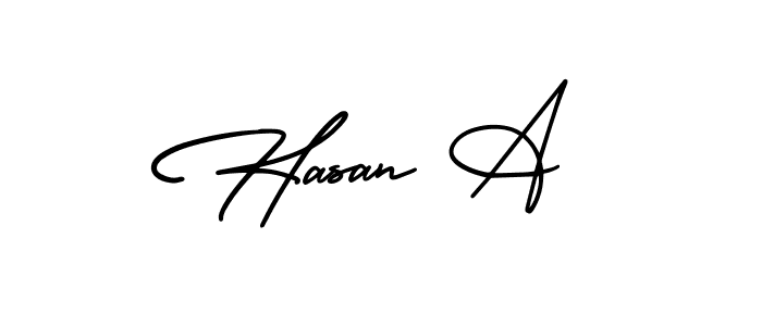 You should practise on your own different ways (AmerikaSignatureDemo-Regular) to write your name (Hasan A) in signature. don't let someone else do it for you. Hasan A signature style 3 images and pictures png