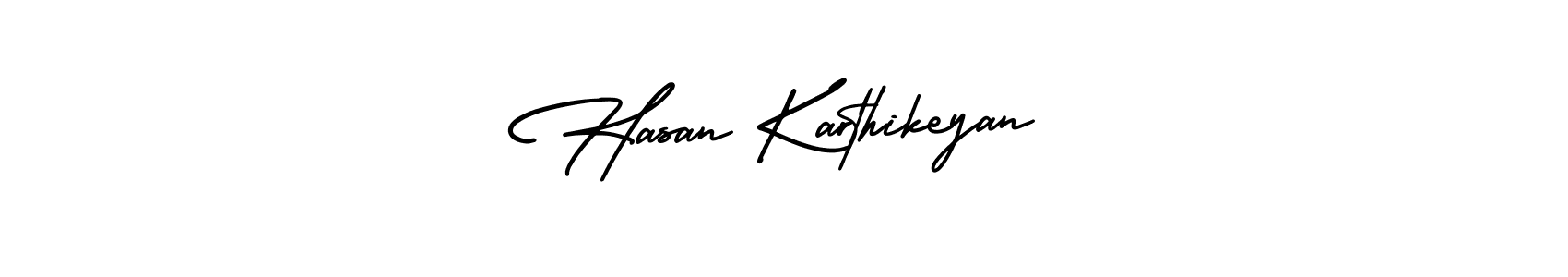 Make a beautiful signature design for name Hasan Karthikeyan. With this signature (AmerikaSignatureDemo-Regular) style, you can create a handwritten signature for free. Hasan Karthikeyan signature style 3 images and pictures png