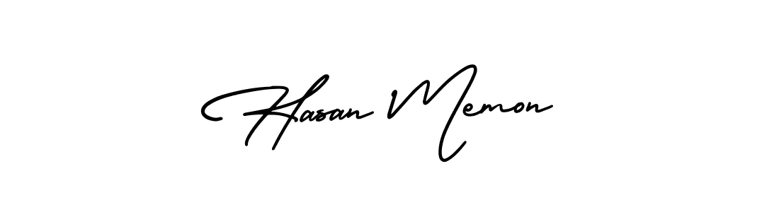 The best way (AmerikaSignatureDemo-Regular) to make a short signature is to pick only two or three words in your name. The name Hasan Memon include a total of six letters. For converting this name. Hasan Memon signature style 3 images and pictures png