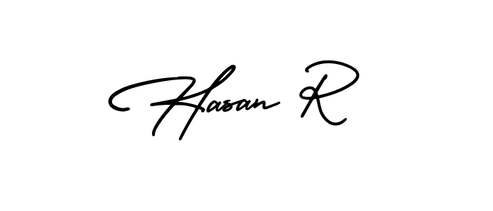 This is the best signature style for the Hasan R name. Also you like these signature font (AmerikaSignatureDemo-Regular). Mix name signature. Hasan R signature style 3 images and pictures png