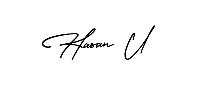 Also You can easily find your signature by using the search form. We will create Hasan U name handwritten signature images for you free of cost using AmerikaSignatureDemo-Regular sign style. Hasan U signature style 3 images and pictures png