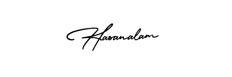 How to make Hasanalam name signature. Use AmerikaSignatureDemo-Regular style for creating short signs online. This is the latest handwritten sign. Hasanalam signature style 3 images and pictures png