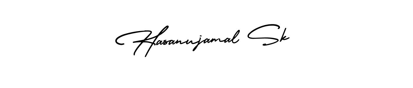 The best way (AmerikaSignatureDemo-Regular) to make a short signature is to pick only two or three words in your name. The name Hasanujamal Sk include a total of six letters. For converting this name. Hasanujamal Sk signature style 3 images and pictures png