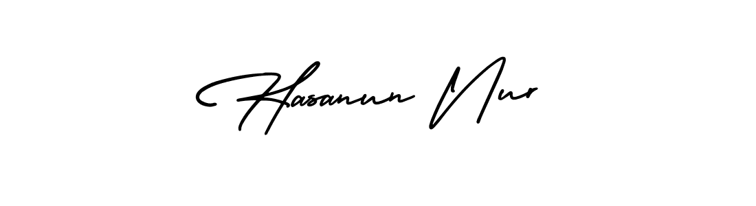 This is the best signature style for the Hasanun Nur name. Also you like these signature font (AmerikaSignatureDemo-Regular). Mix name signature. Hasanun Nur signature style 3 images and pictures png