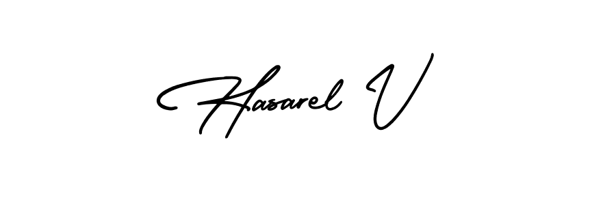 Hasarel V stylish signature style. Best Handwritten Sign (AmerikaSignatureDemo-Regular) for my name. Handwritten Signature Collection Ideas for my name Hasarel V. Hasarel V signature style 3 images and pictures png