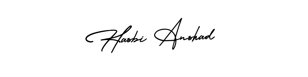 Hasbi Anshad stylish signature style. Best Handwritten Sign (AmerikaSignatureDemo-Regular) for my name. Handwritten Signature Collection Ideas for my name Hasbi Anshad. Hasbi Anshad signature style 3 images and pictures png
