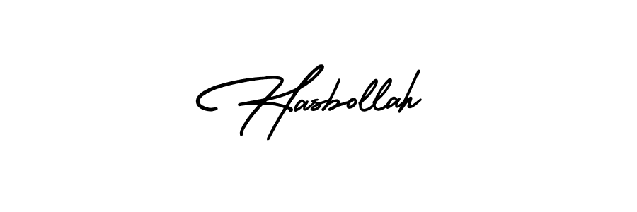 Hasbollah stylish signature style. Best Handwritten Sign (AmerikaSignatureDemo-Regular) for my name. Handwritten Signature Collection Ideas for my name Hasbollah. Hasbollah signature style 3 images and pictures png