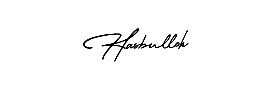 Hasbulloh stylish signature style. Best Handwritten Sign (AmerikaSignatureDemo-Regular) for my name. Handwritten Signature Collection Ideas for my name Hasbulloh. Hasbulloh signature style 3 images and pictures png