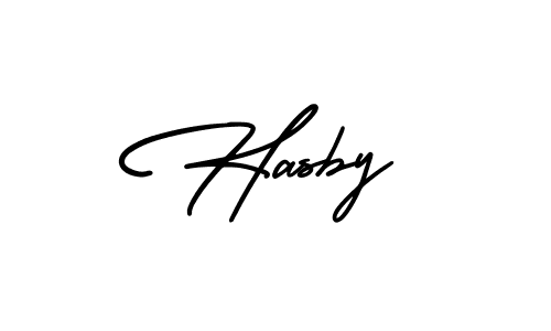 How to make Hasby signature? AmerikaSignatureDemo-Regular is a professional autograph style. Create handwritten signature for Hasby name. Hasby signature style 3 images and pictures png