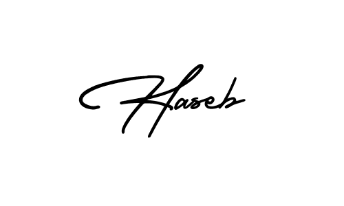 The best way (AmerikaSignatureDemo-Regular) to make a short signature is to pick only two or three words in your name. The name Haseb include a total of six letters. For converting this name. Haseb signature style 3 images and pictures png