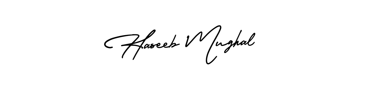 How to Draw Haseeb Mughal signature style? AmerikaSignatureDemo-Regular is a latest design signature styles for name Haseeb Mughal. Haseeb Mughal signature style 3 images and pictures png