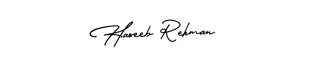 You should practise on your own different ways (AmerikaSignatureDemo-Regular) to write your name (Haseeb Rehman) in signature. don't let someone else do it for you. Haseeb Rehman signature style 3 images and pictures png